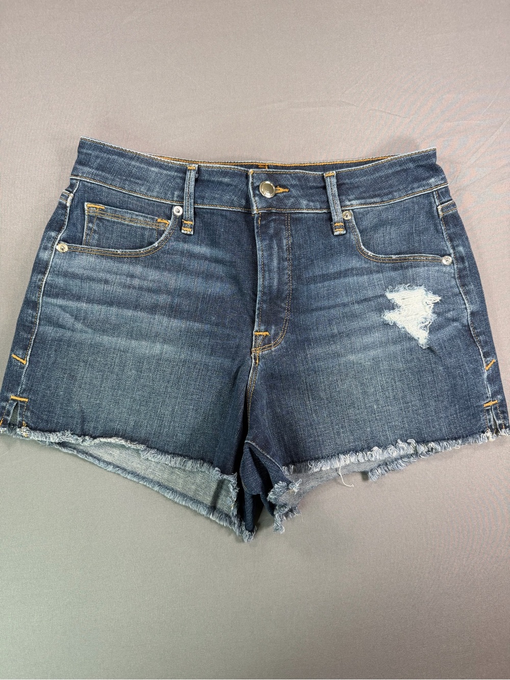 Good American Cut-Off Denim Distressed Shorts